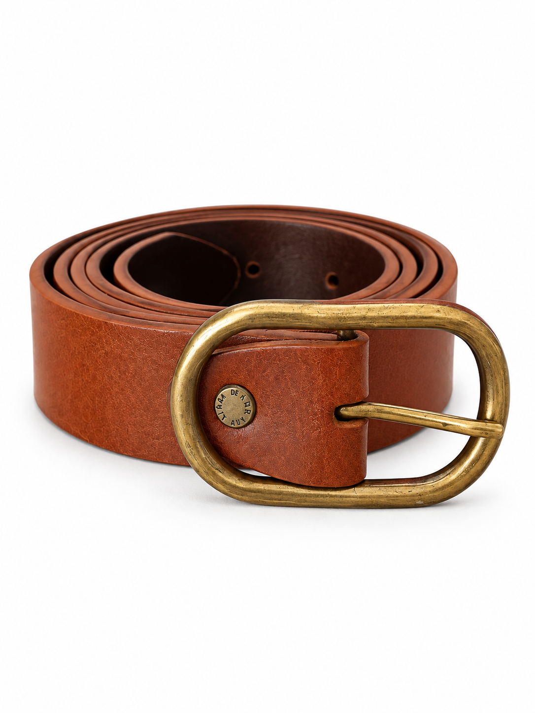 Cintura in Pelle Cognac con Fibbia Vintage